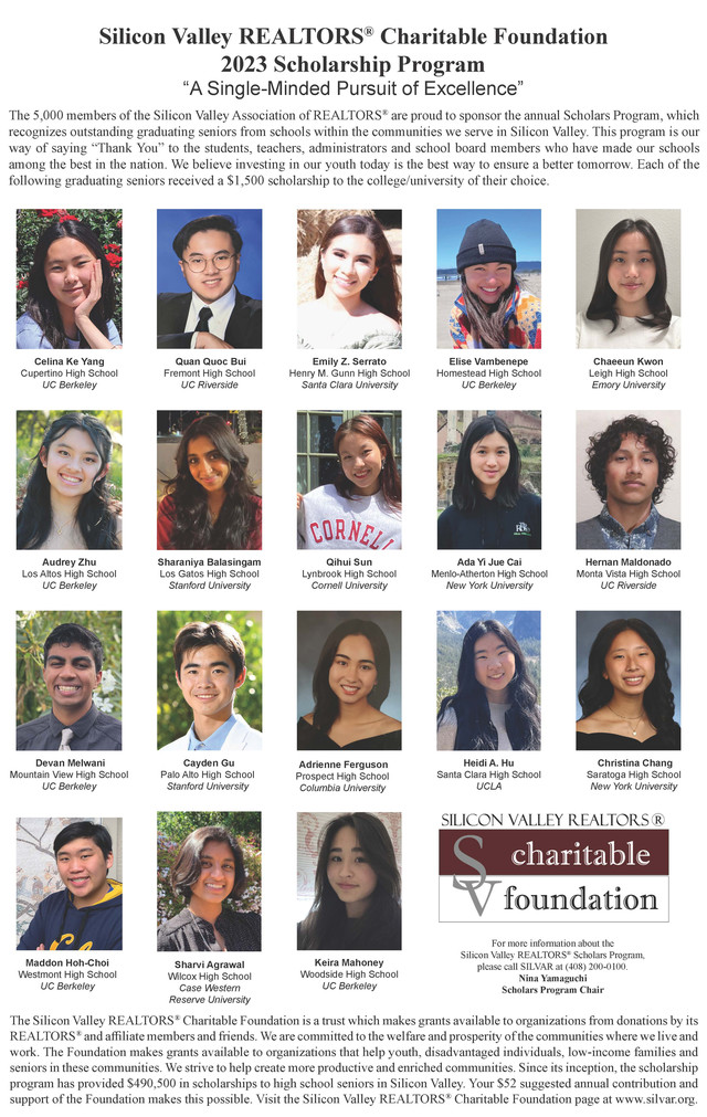 Silicon Valley REALTORS® Present Scholarship Awards to 18 Graduating ...